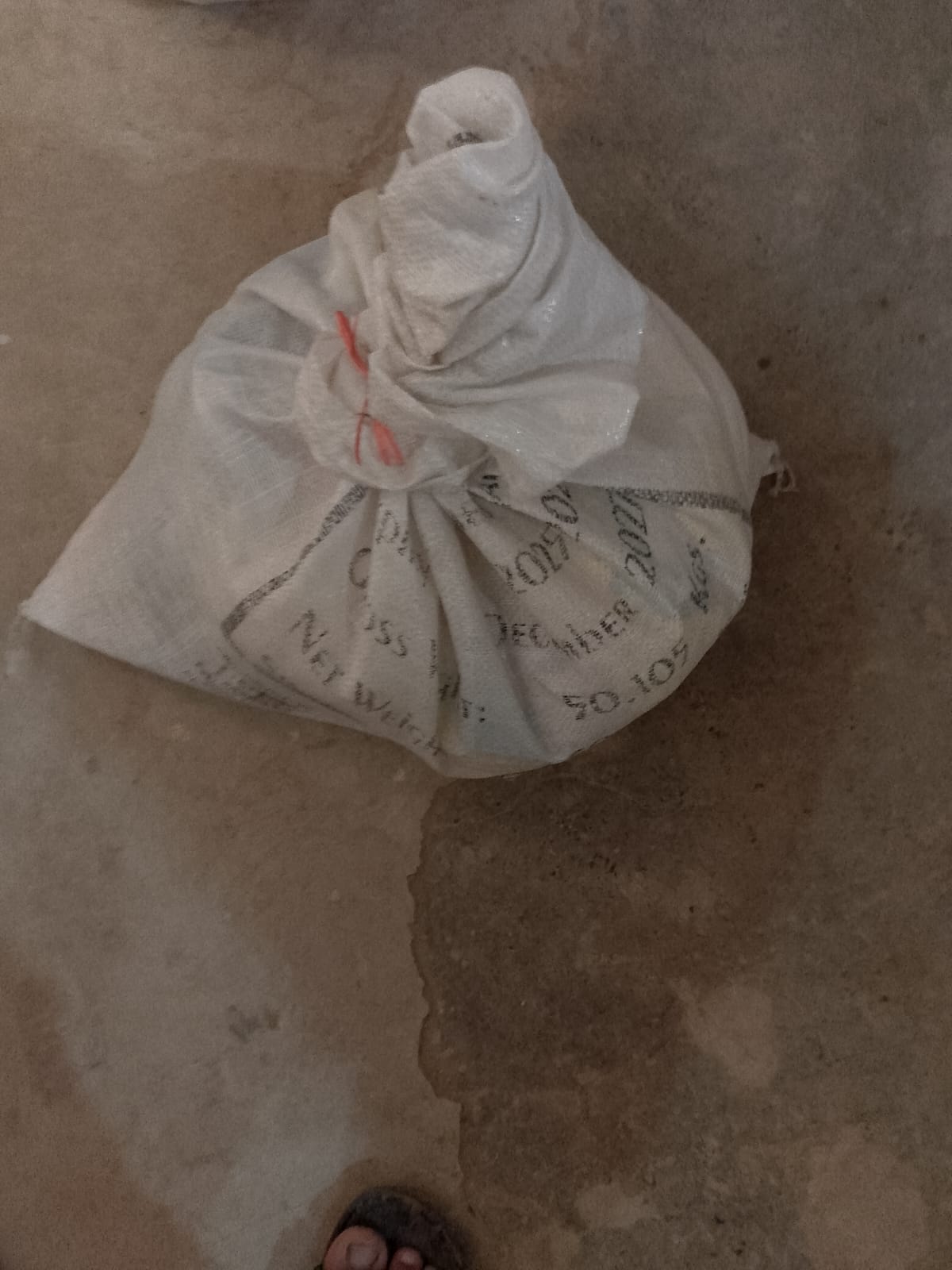 Heavy-duty sealed food ration bag prepared for delivery to underprivileged families.