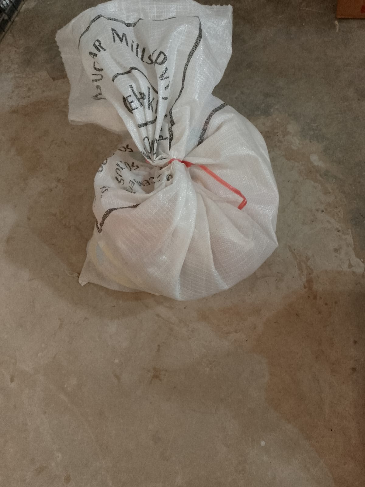 Heavy-duty sealed food ration bag prepared for delivery to underprivileged families.
